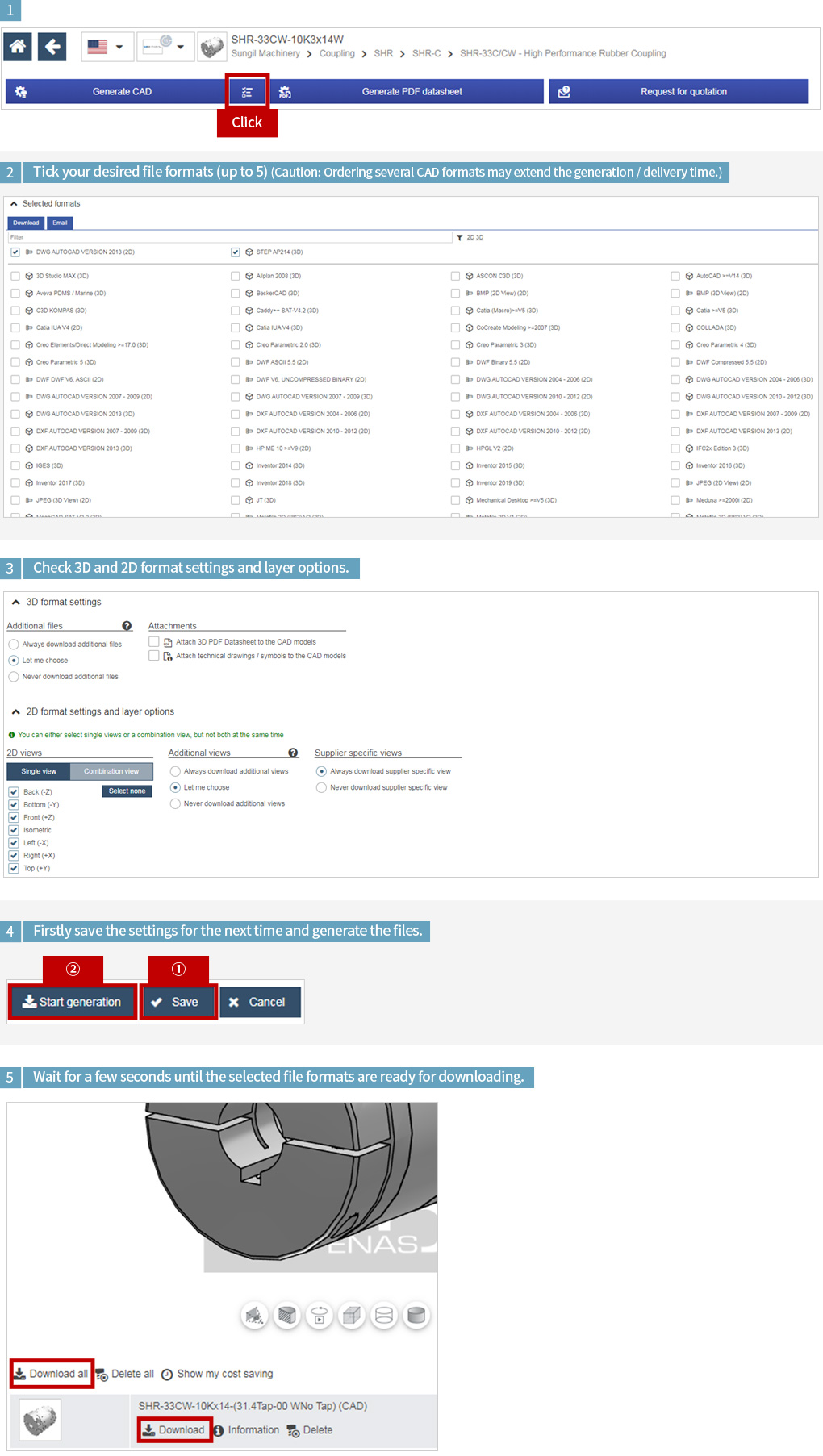 Select your desired file formats and other conditions and then proceed to download.